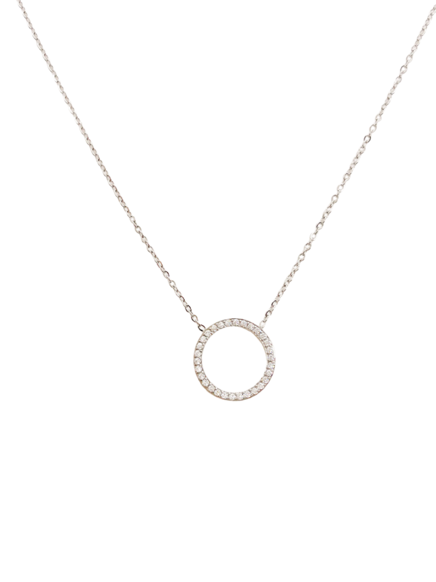 Circle Stainless Steel and Zirconia Necklace
